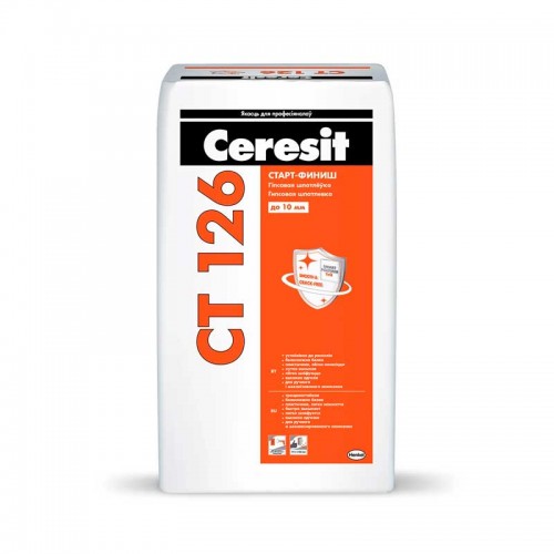 Шпатлевка гипсовая старт-финиш CERESIT CT 126 белая 20 кг