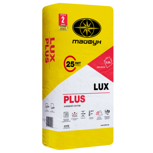 Клей для плитки усиленной фиксации Тайфун Lux Plus (Люкс Плюс), 25 кг. РБ