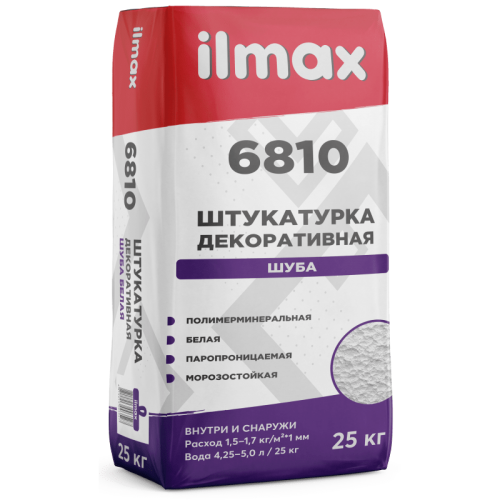 Штукатурка цементная декоративная ILMAX 6810 Шуба  (белая) 25 кг РБ